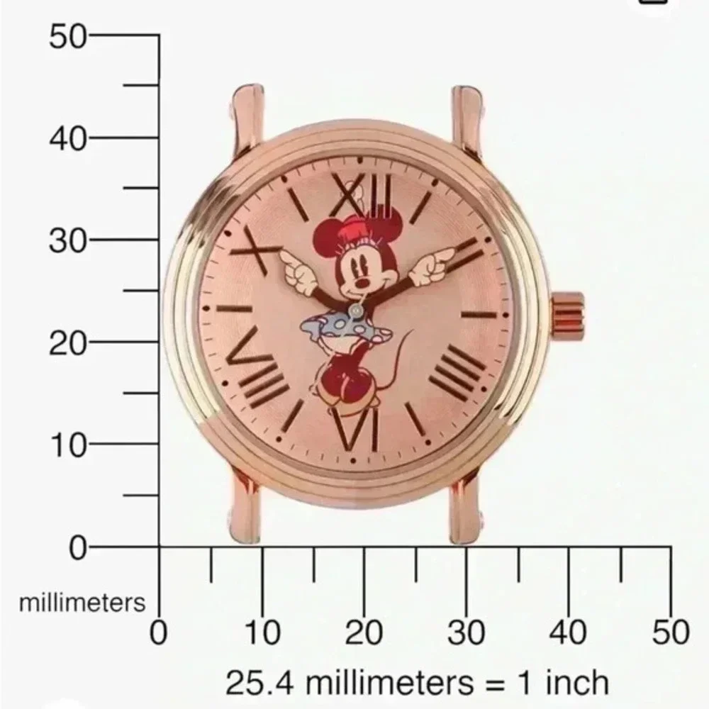 Vintage-Style Minnie Mouse Watch for Women‎ with White Leather Strap